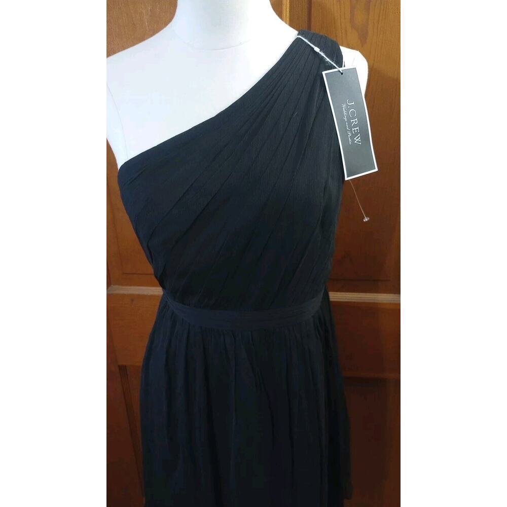 J.Crew Silk Dress Sz 6 New Black Crape Mini Bridesmaid Wedding Party‎ - Picture 2 of 12